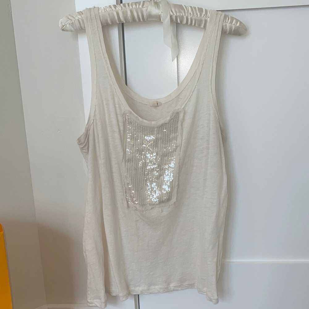J. Crew Cream Sequin Tank